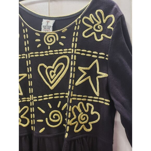 Vtg KWBL Los Angeles Jumper Dress, Black & Gold, Long Sleeve, Women's Large - Picture 5 of 8